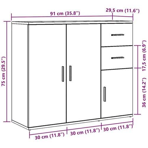 vidaXL Komoda boja hrasta artisan 91x29,5x75 cm konstruirano drvo Cene