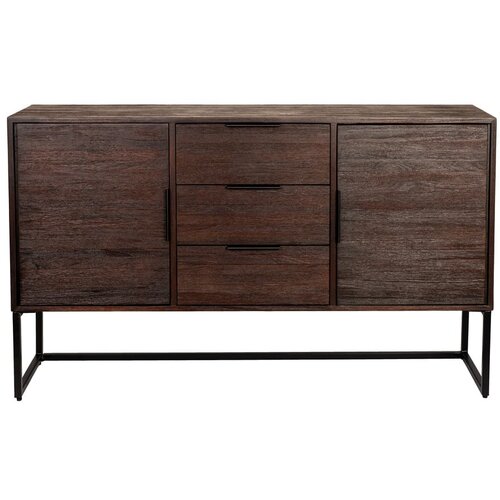 White Label Rjava nizka komoda iz masivnega tika 135x82 cm Webster – Cene