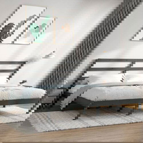 Furnova Posteljni okvir siv iz trdne borovine 200x200 cm, (21944149) Cene