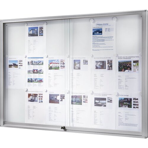 eurokraft pro Vitrina, aluminijast okvir, drsna vrata, 12 x DIN A4, težko vnetljiva, ŠxVxG 910 x 970 x 50 mm Cene