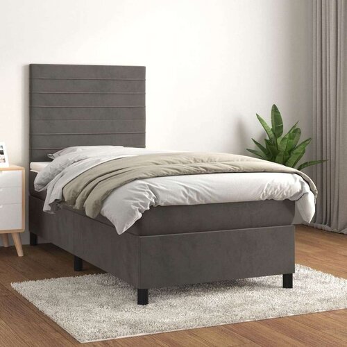 Box spring krevet s madracem tamnosivi 90x190 cm bar&amp;scaron;unasti Slike