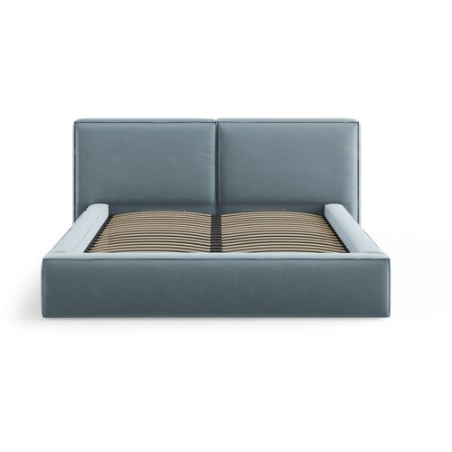 Cosmopolitan Design Svijetlo plavi bar&amp;scaron;unasti tapecirani bračni krevet s prostorom za odlaganje s podnicom 180x200 cm Arendal &amp;ndash; Slike