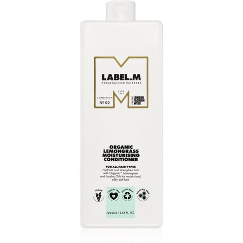 Label.m Organic Lemongrass Moisturising Conditioner globinsko vlažilni balzam z limono in limonino travo 1000 ml Cene