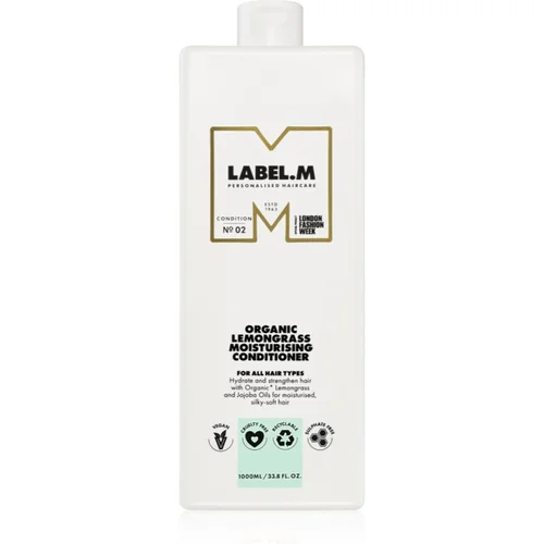 Label.m Organic Lemongrass Moisturising Conditioner globinsko vlažilni balzam z limono in limonino travo 1000 ml