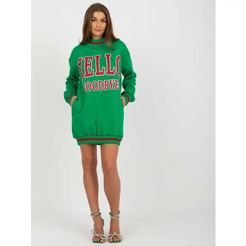 Fashion Hunters Green long oversize sweatshirt with inscriptions