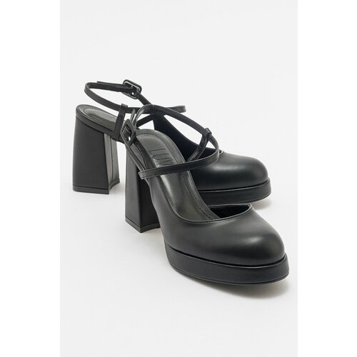 LuviShoes CAPE Black Skin Women's Platform Heeled Shoes Slike