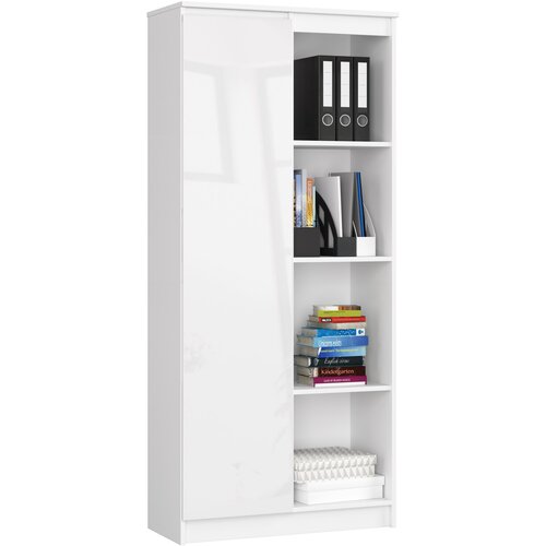 AKORD POLICA ZA PISARNO R 80 cm CLP 1 VRATA 4 POLICE BELO / BELO SIJAJ, (21714251) Slike