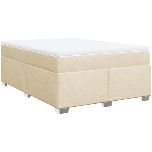 vidaXL Box spring postelja z vzmetnico krem 140x190 cm blago, (21307026) Cene