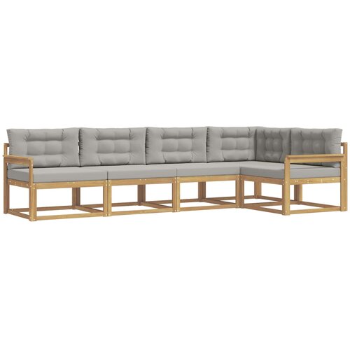  Set vanjskih sofa 4 kom. Bijela i svjetlosiva Poliester Smeđa 327 x 168,5 x 73 cm Slike