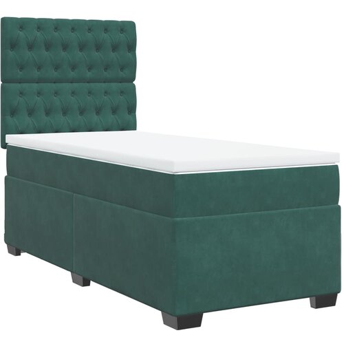 vidaXL Box spring postelja z vzmetnico temno zelena 80x200 cm žamet, (21309204) Cene