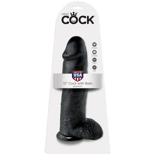King Cock 12" COCK BLACK WITH BALLS 30.48 CM