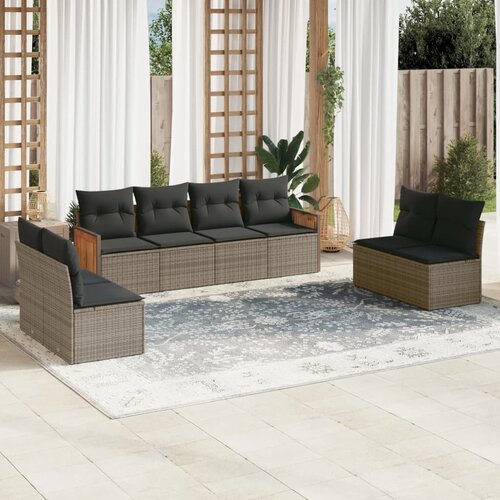 vidaXL 8-dijelni set vrtnih sofa od poliratana s jastucima sivi Cijene