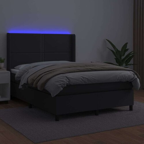  Box spring s madracem LED crni 140x200cm od umjetne kože Slike