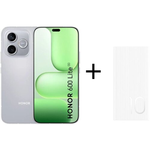 Honor Mobilni telefon 600 Lite, 8GB/256GB, Sivi+Power Bank Choice, 22.5W, 10000mAh, Beli Cene