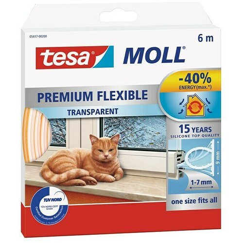 Tesa MOLL Silikonska brtva (Prozirno, 6 m x 9 mm x 7 mm, Prikladno za: &amp;Scaron;irine otvora 1 &amp;ndash; 7 mm) Slike