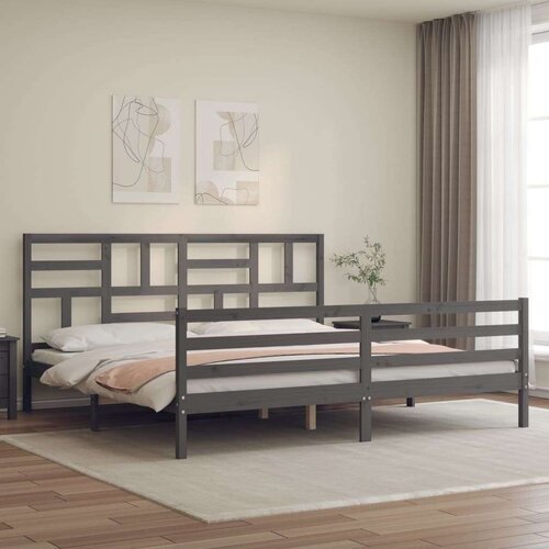  Za krevet s uzglavljem sivi 200 x 200 cm od masivnog drva Cene