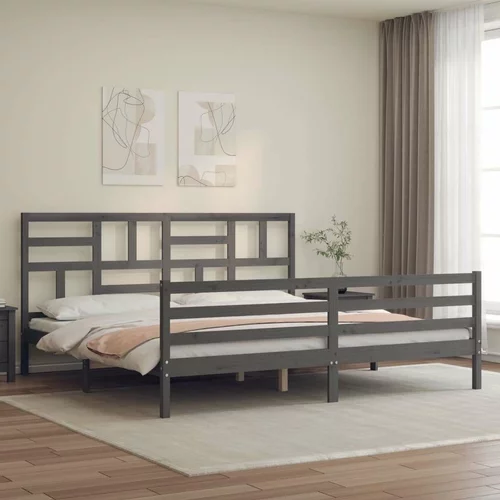  za krevet s uzglavljem sivi 200 x 200 cm od masivnog drva