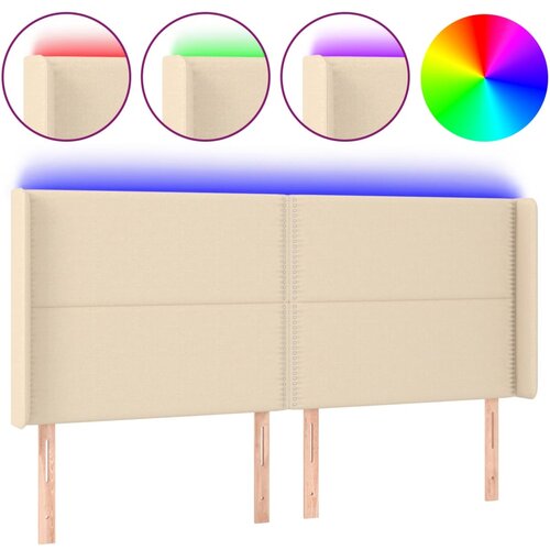 Maison Chic led posteljno vzglavje - vzglavna omarica - nočna omarica krem 203x16x118/128 cm blago, (21706682) Slike