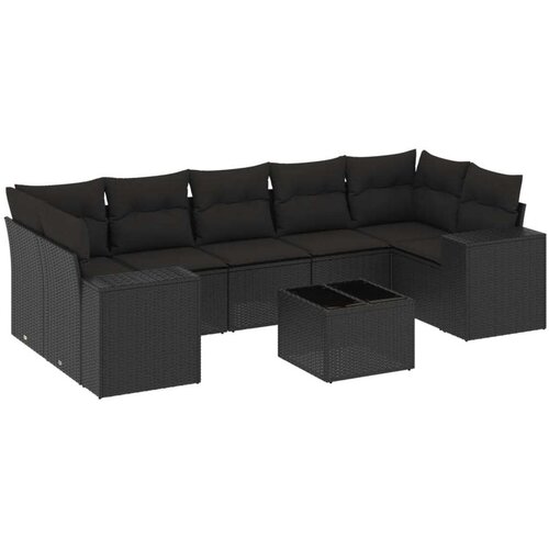 VidaXL 8-dijelni set vrtnih sofa od poliratana s jastucima crni Slike