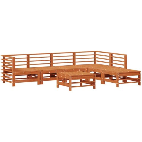  Set lounge namje&amp;scaron;taja za vrt 7 pcs Vosak Smeđa Masivna borovina - Vo&amp;scaron;tano smeđa Slike