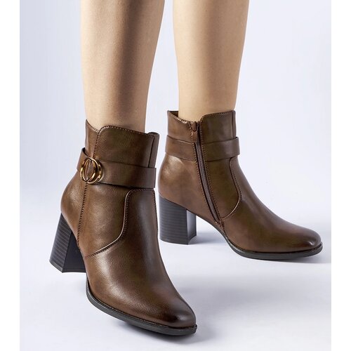 Gemre Brown insulated heeled ankle boots Muscoline Cene