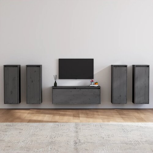The Living Store TV omarica 5 kosov siva trdna borovina - TV Omarica, (21375301) Slike