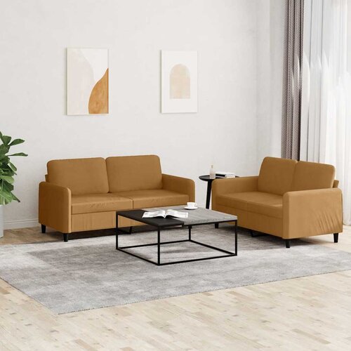  2-dijelni set sofa smeđi bar&amp;scaron;unasti Slike