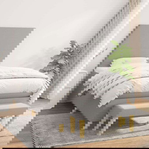 Box spring postelja z vzmetnico svetlo siva 90x190 cm blago, (20790625) Cene
