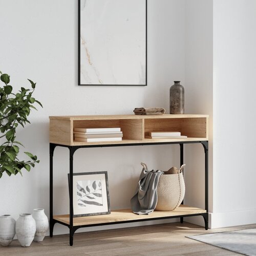 The Living Store Klubska mizica sonoma hrast 100x30,5x75 cm inženirski les - Konzolna Mizica, (21573342) Slike