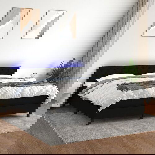vidaXL Krevet box spring s madracem LED crni 180x200 cm od tkanine Cijene