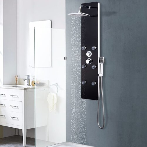 vidaXL Panel za tuširanje od stakla 25 x 44,6 x 130 cm crni Cijene