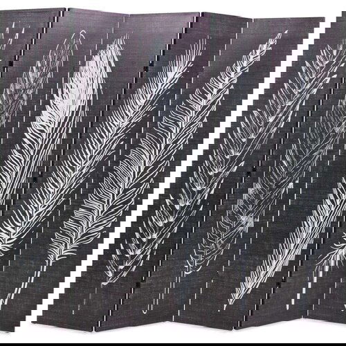 vidaXL Zložljiv paravan 200x170 cm perje črn in bel Cene