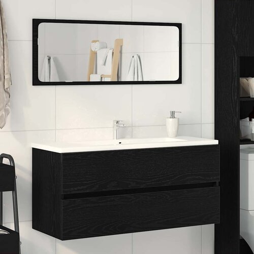 Ormarić za sudoper crni hrast 100x38,5x45 cm konstruirano drvo Cene