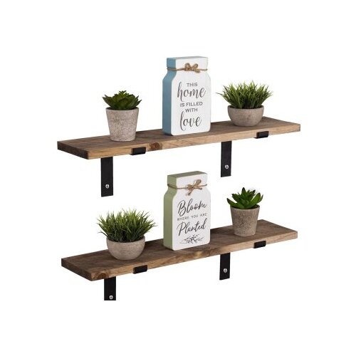 Hanah home Lam022 Walnut Decorative Wooden Wall Shelf Cene