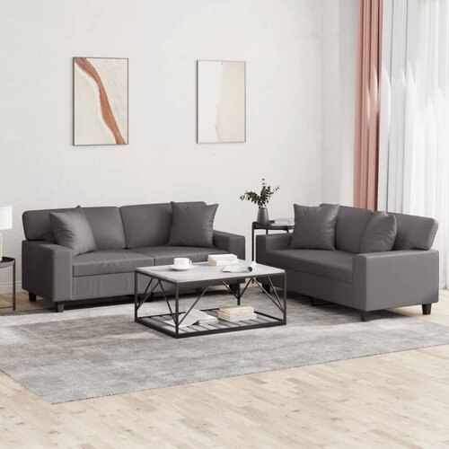  2-dijelni set sofa s jastucima sivi od umjetne kože Cijene