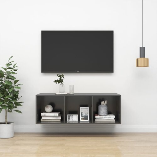 VidaXL Zidni TV ormarić visoki sjaj sivi 37 x 37 x 107 cm od iverice Slike