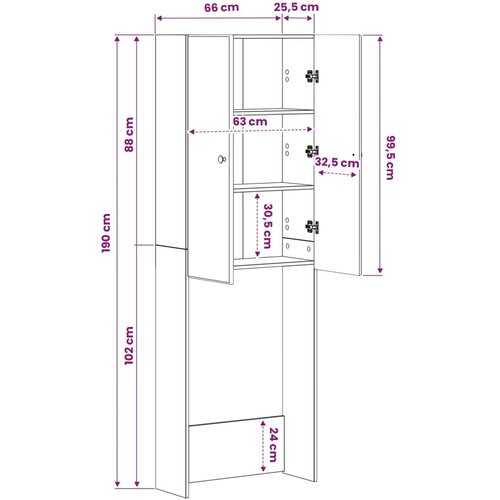  Kabinetska WC BREDA Siva Sonoma 66 x 25 5 x 190 cm - Siva Sonoma Slike