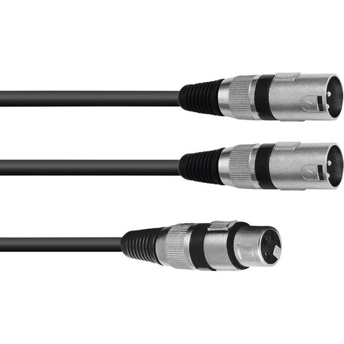 Omnitronic 30225203 XLR adapterski kabel [1x XLR vtičnica 3-polna - 2x XLR vtič 3-polni] 0.50 m črna, (20427912) Slike
