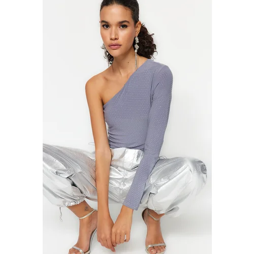 Trendyol Gray Shiny Stone Bodysuit