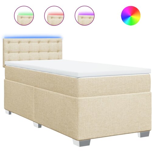 vidaXL Box spring postelja z vzmetnico krem 90x200 cm blago, (21291968) Cene