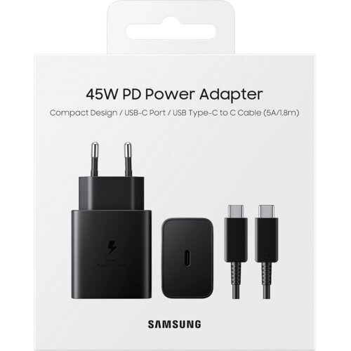 Samsung hi&scaron;ni polnilec Super Fast Charge EP-TA4510XBE 45W + kabel EP-DN975BBE TYPE C črn - original Cene