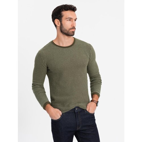 Ombre Knitted men&amp;#039;s RELAXED FIT sweater with patterns - navy blue Slike