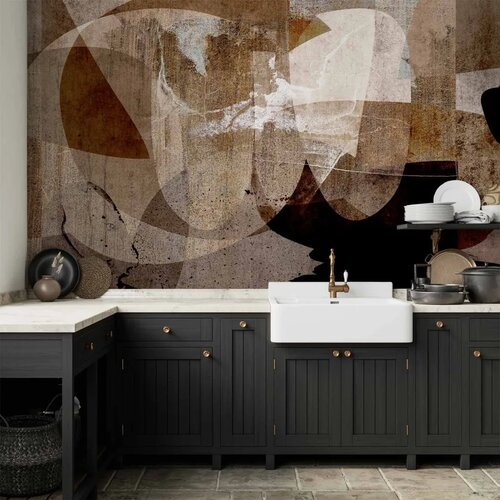  Foto tapeta - Geometric abstraction with shapes - composition in brown colours 400x280 Vodootporna Cene