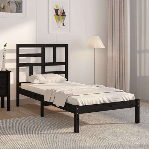  Za krevet od masivnog drva crni 100 x 200 cm Slike