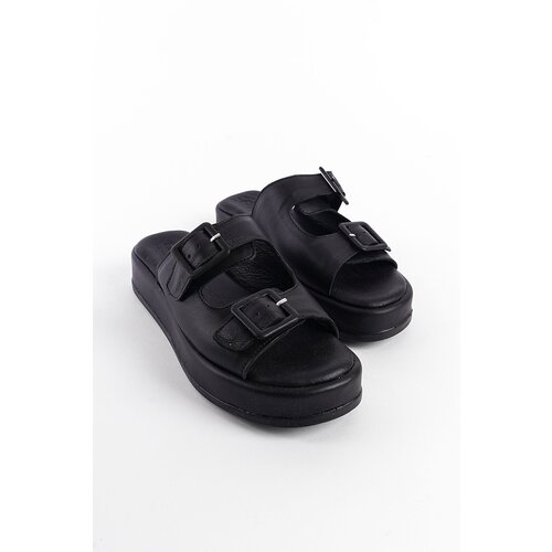 Capone Outfitters Straw Genuine Leather Buckle Women&amp;#039;s Slippers Slike