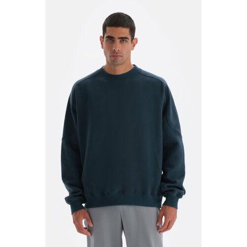 Dagi Petrol Blue Stitching Detailed Sweatshirt Slike