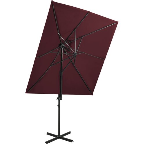  Konzolni vrtni suncobran s dvostrukim vrhom 250 x 250 cm bordo Cijene