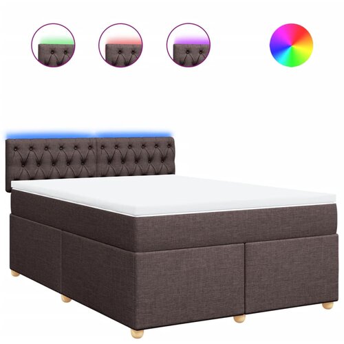 vidaXL Box spring postelja z vzmetnico temno rjava 140x200 cm blago, (21310991) Cene