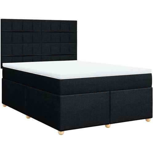 VidaXL Krevet s oprugama i madracem crni 160x200 cm od tkanine Slike
