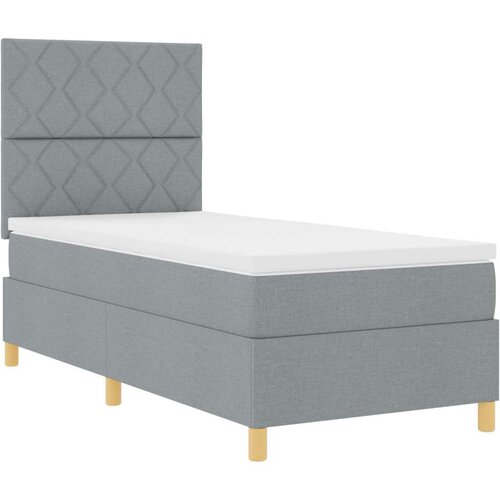 VidaXL krevet s opružnim okvirom i madracem svjetlosivi 100x200 cm tkanina Slike